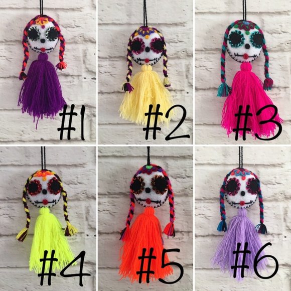 Handmade Mexican Catrina Pom Pom Tassel - Pompones Mexicanos - Picture 2 of 2